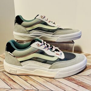 Vans Wayvee Sneakers Gray Green Multi Men's 8 Skater Shoes Suede Mesh Popcush